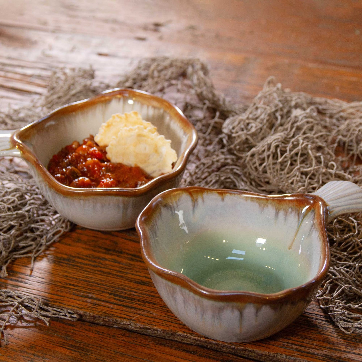 Handmade Pottery Fish Handled Bowl made by Georgetown Pottery in Maine