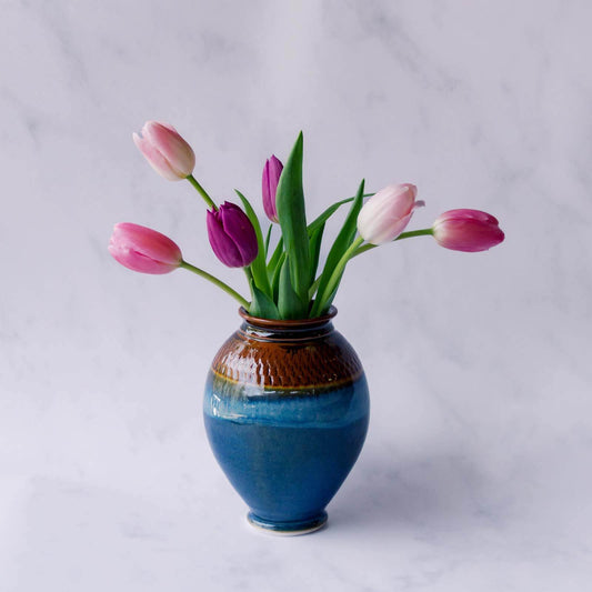Small Thrown Vase, Chattered Blue Hamada