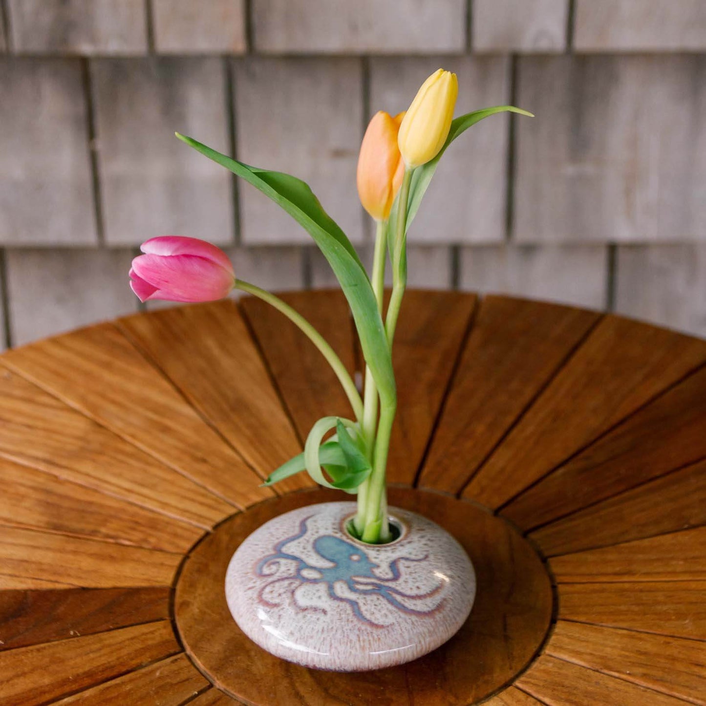 Small Round Ikebana, Purple Octopus