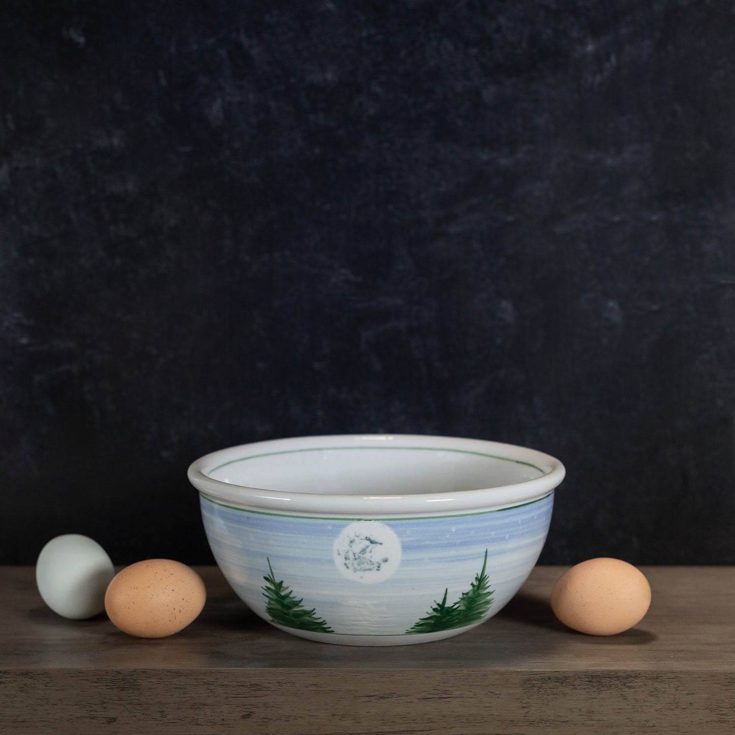 Handmade Pottery 8 Inch Mixing Bowl in Moon pattern made by Georgetown Pottery in Maine