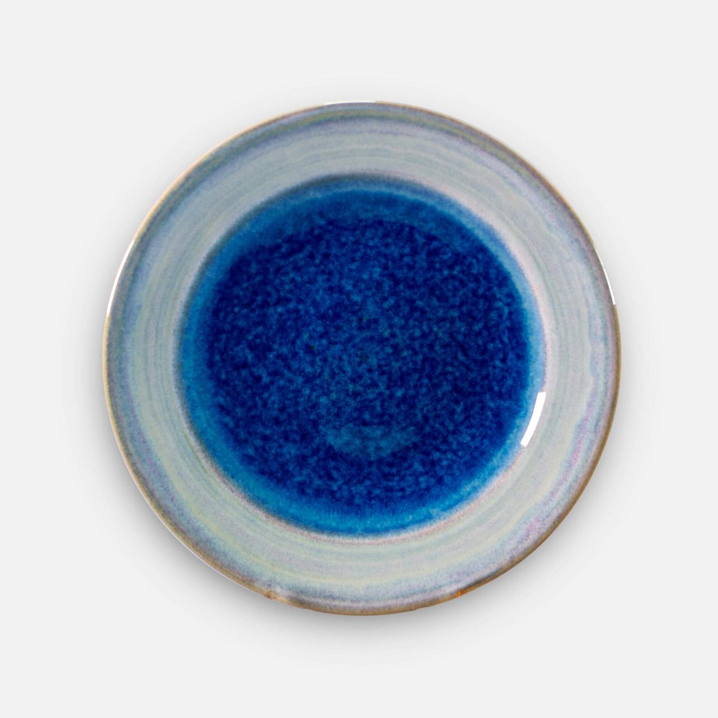 Handmade Pottery Footed Dinner Plate in Cobalt pattern made by Georgetown Pottery in Maine