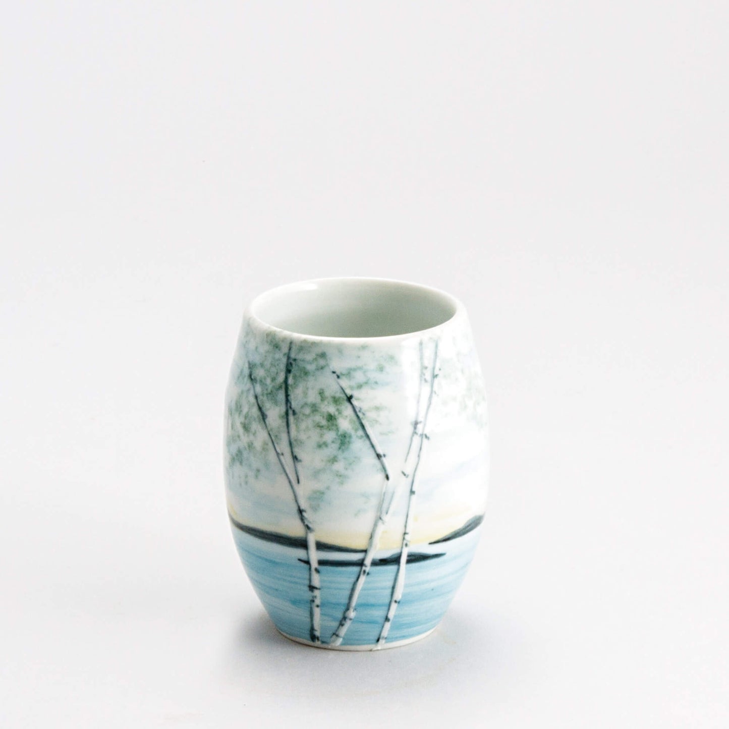 Handmade Pottery Stemless Wine Tumbler made by Georgetown Pottery in Maine Birch