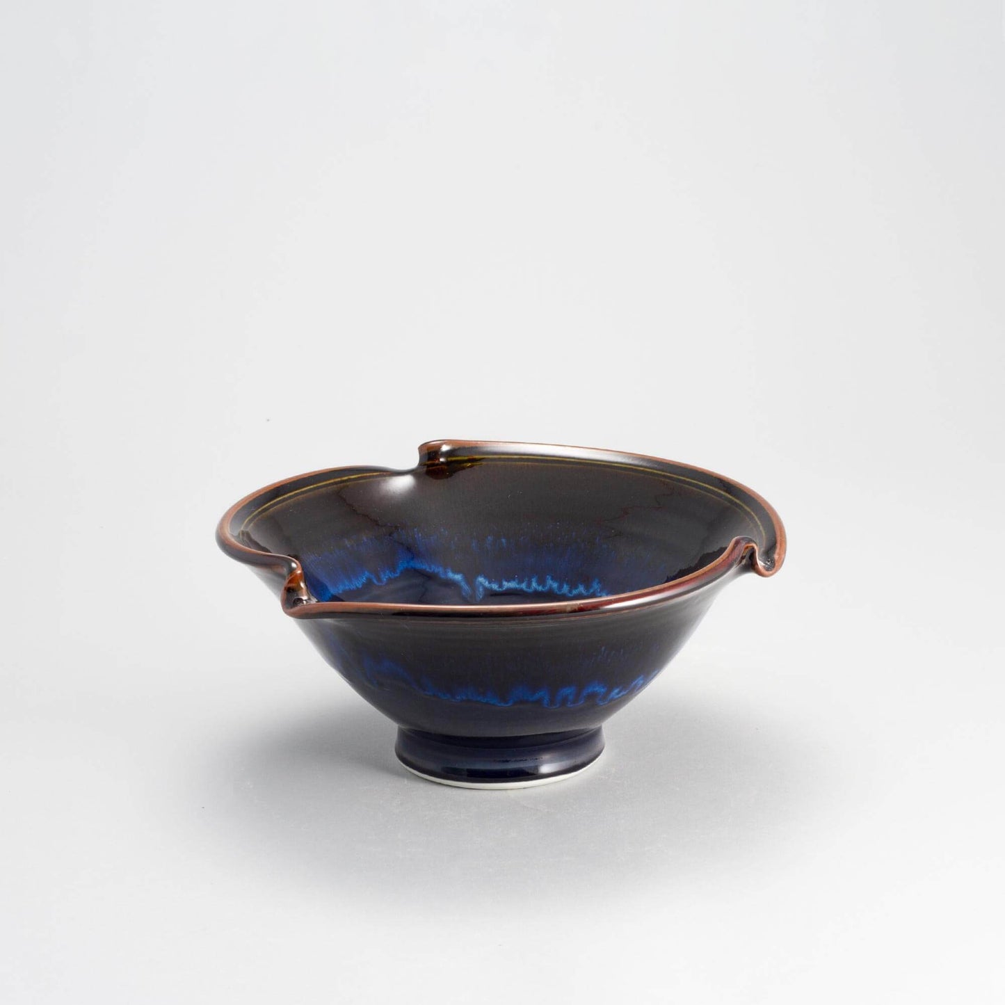 Handmade Pottery Signature Wave Bowl in Blue Hamada pattern made by Georgetown Pottery in Maine