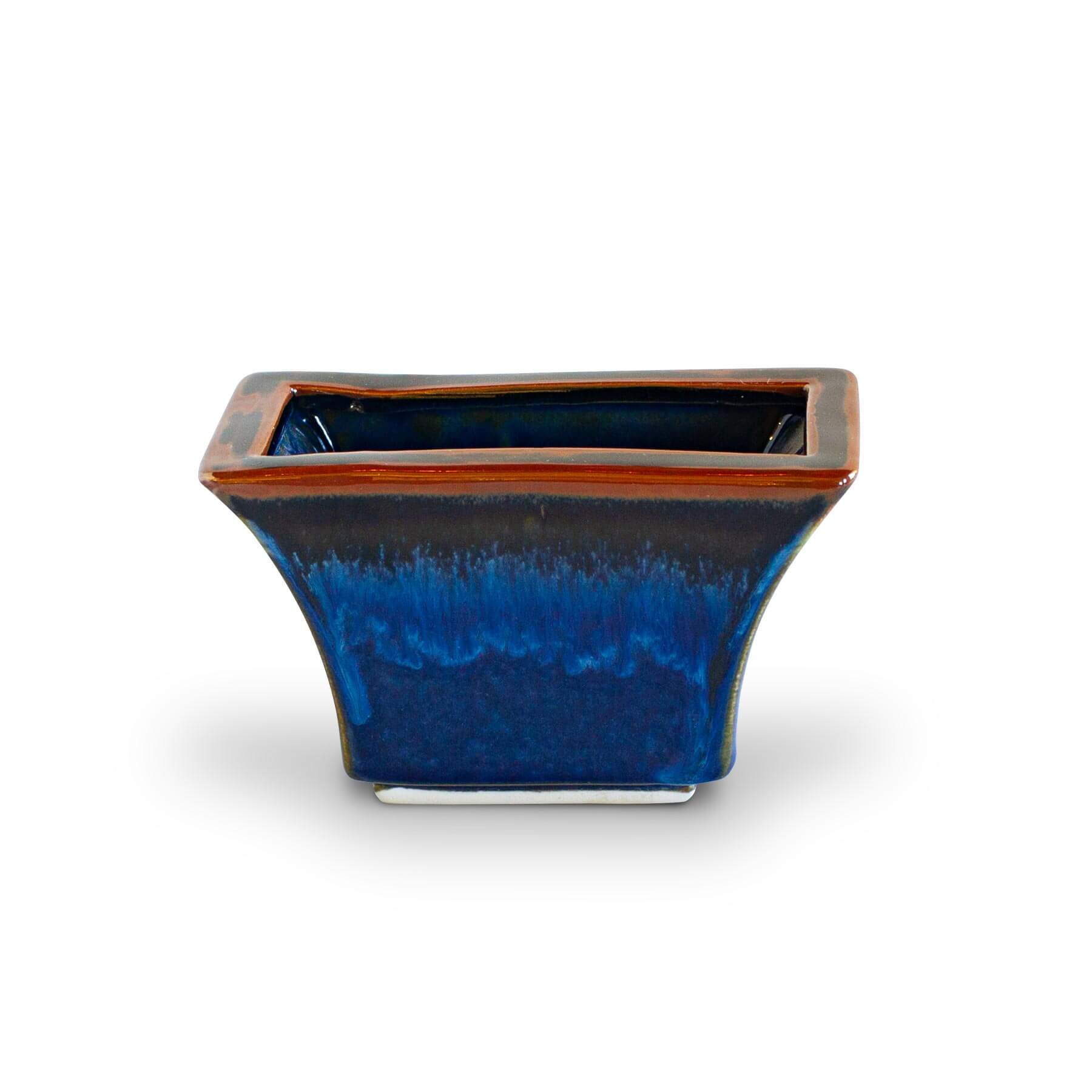 Handmade Pottery Windowsill Planter in Blue Hamada pattern made by Georgetown Pottery in Maine