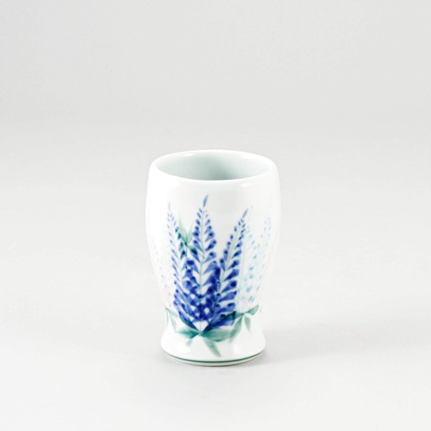 Handmade Pottery Curvy Tumbler in Lupine pattern made by Georgetown Pottery in Maine