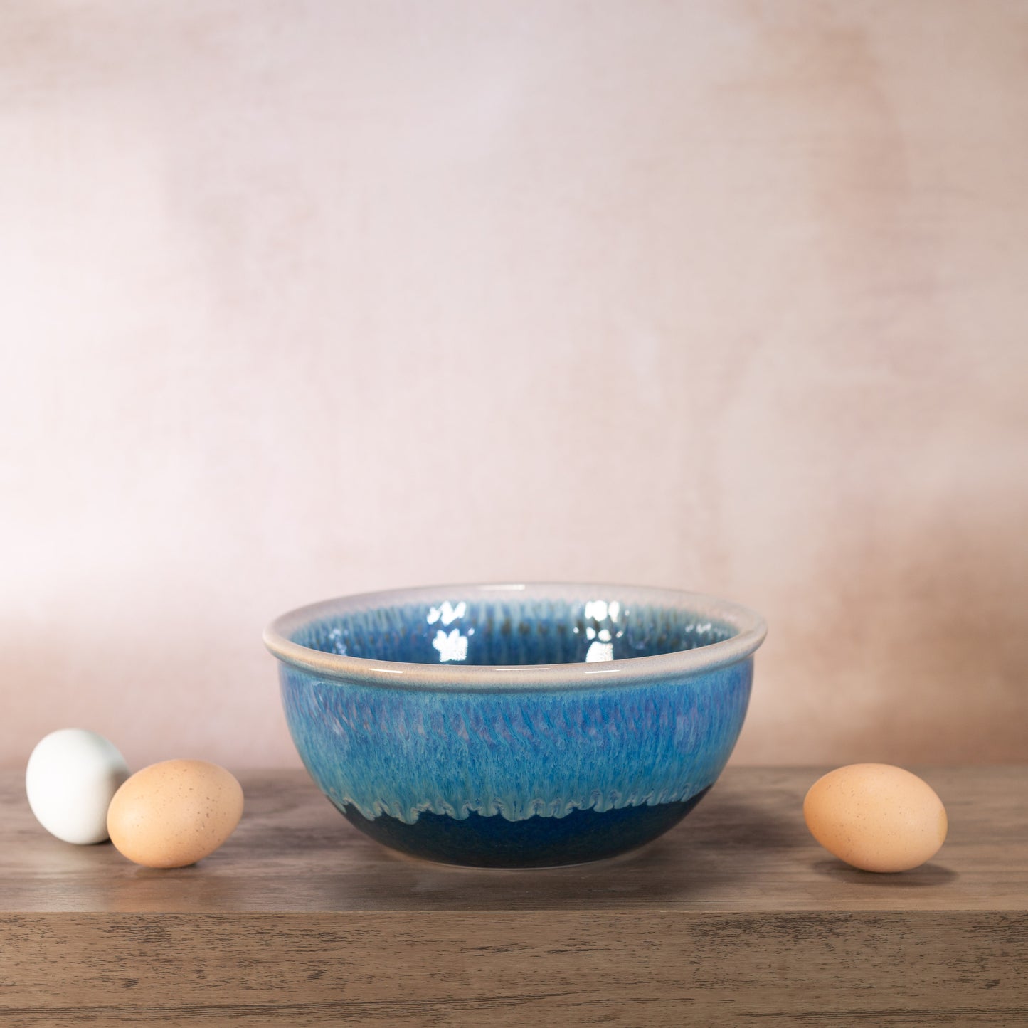 Handmade Pottery 8 Inch Mixing Bowl in Cobalt pattern made by Georgetown Pottery in Maine