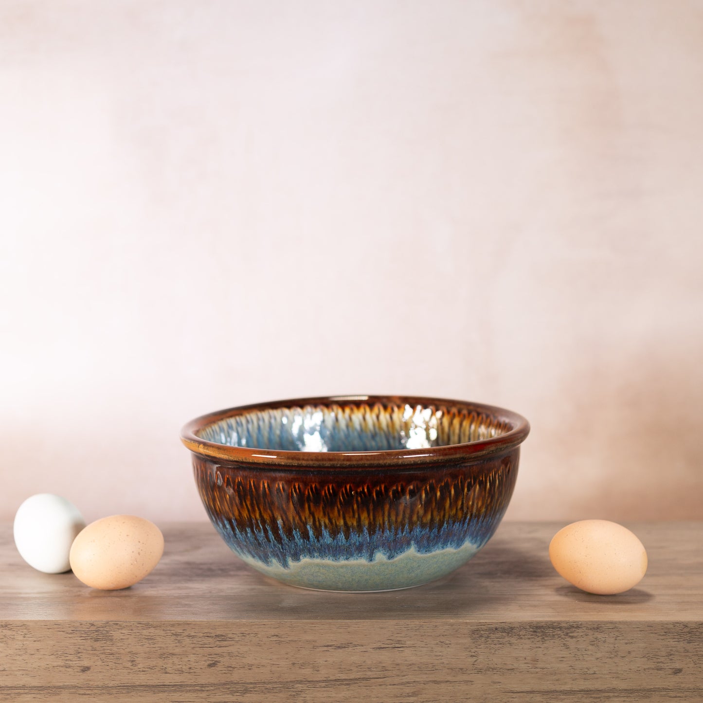 Handmade Pottery 8 Inch Mixing Bowl in Purple Hamada pattern made by Georgetown Pottery in Maine
