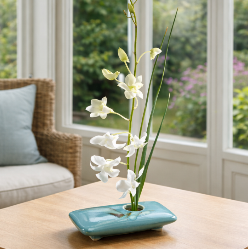 Rectangle Ikebana Vase handmade by Georgetown Pottery in Maine