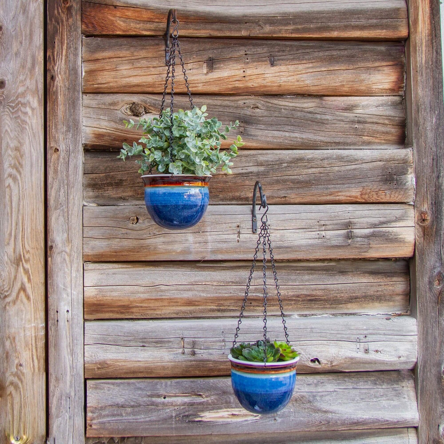 Handmade Pottery Small Round Hanging Planter made by Georgetown Pottery in Maine