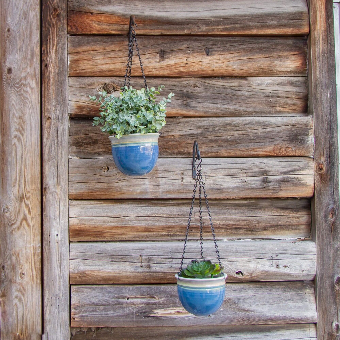 Handmade Pottery Small Round Hanging Planter made by Georgetown Pottery in Maine