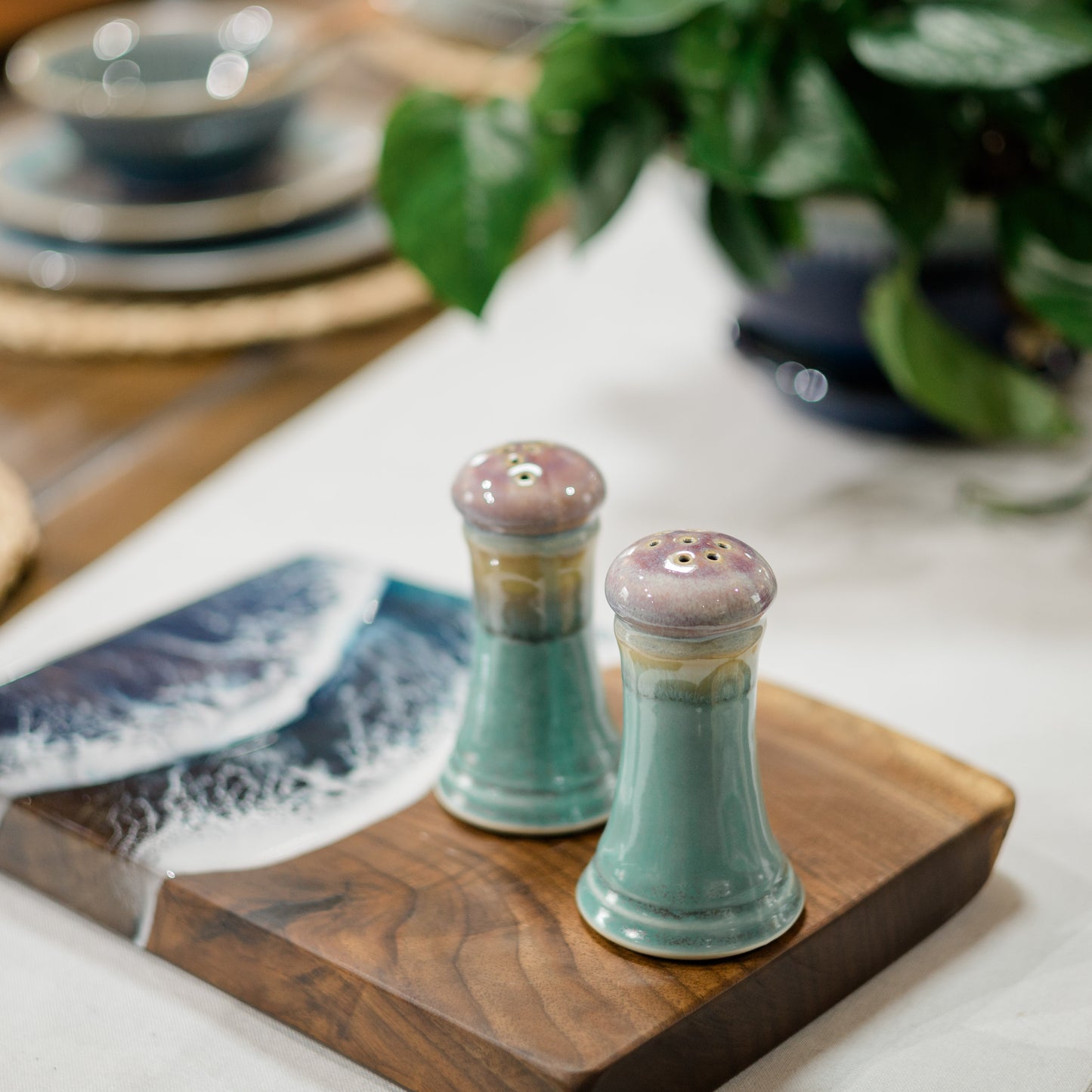Handmade ceramic Salt & Pepper set made by Georgetown Pottery in Maine