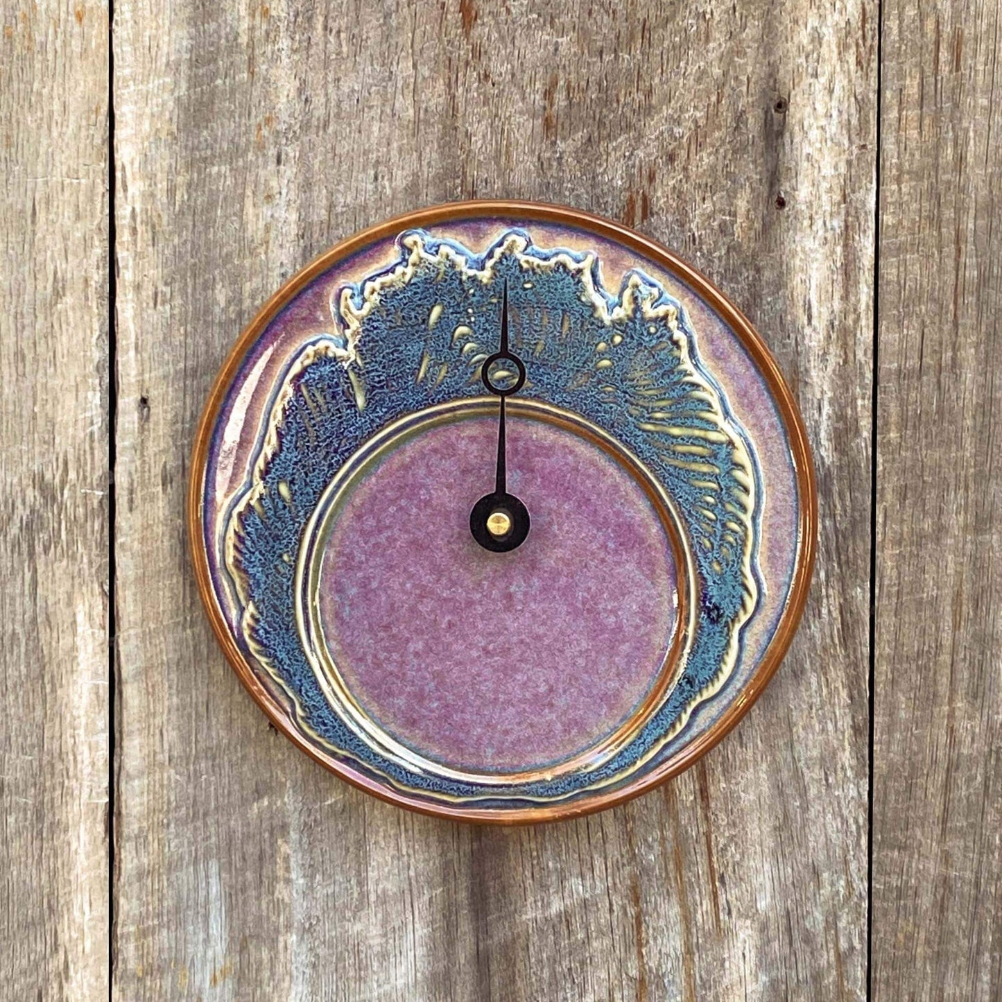 Handmade Pottery Tide Clock in Limited Edition Island Sunset pattern made by Georgetown Pottery in Maine