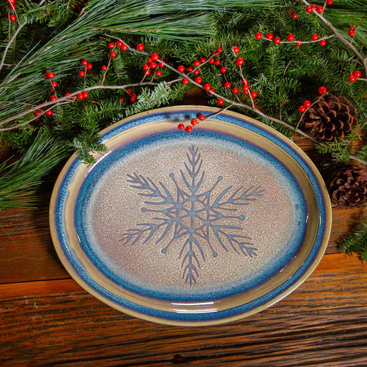 Oval Platter in Purple Snowflake