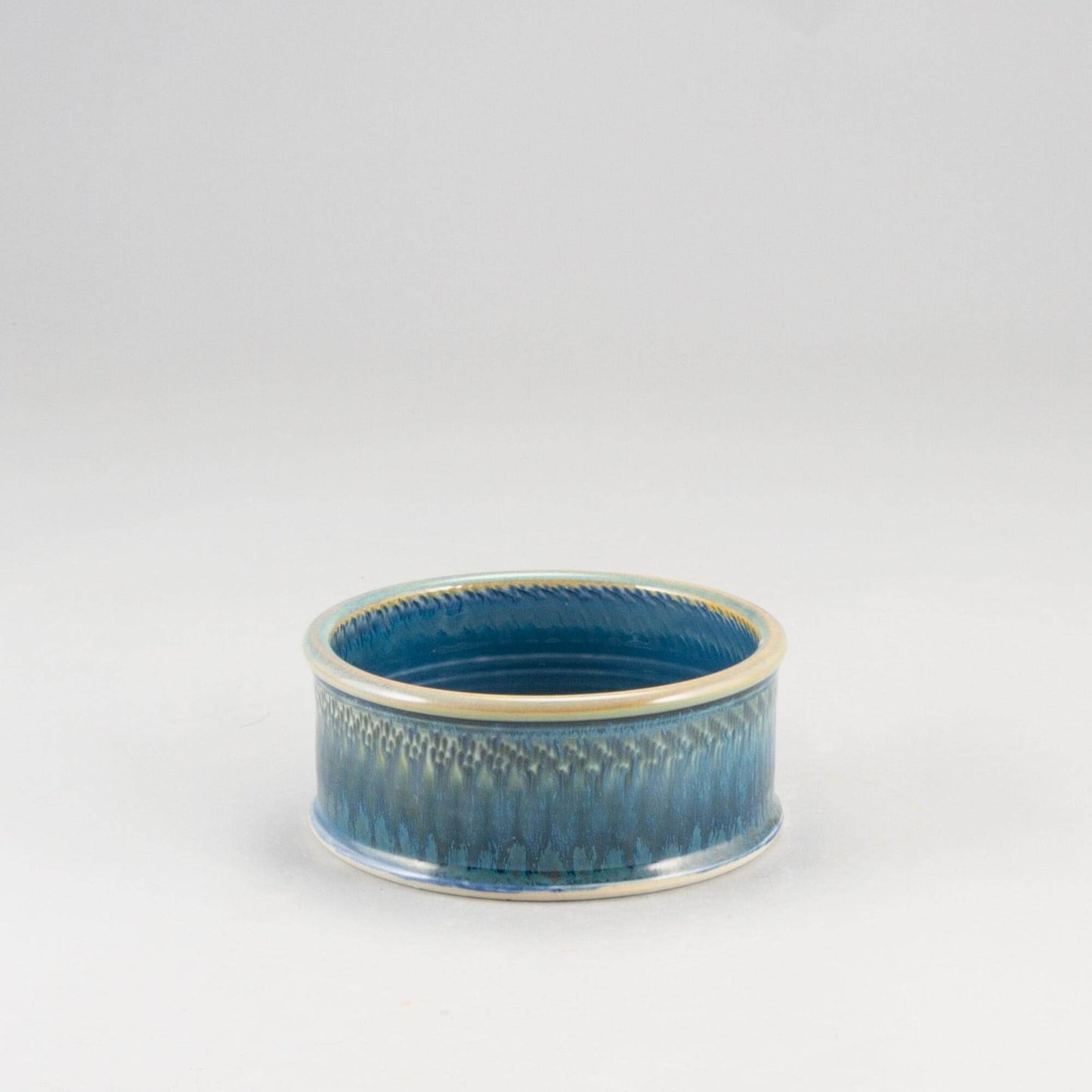 Handmade Pottery Brie Baker in Blue Oribe pattern made by Georgetown Pottery in Maine