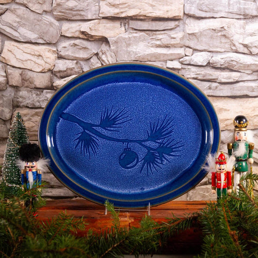 Oval Platter, Blue Ornament