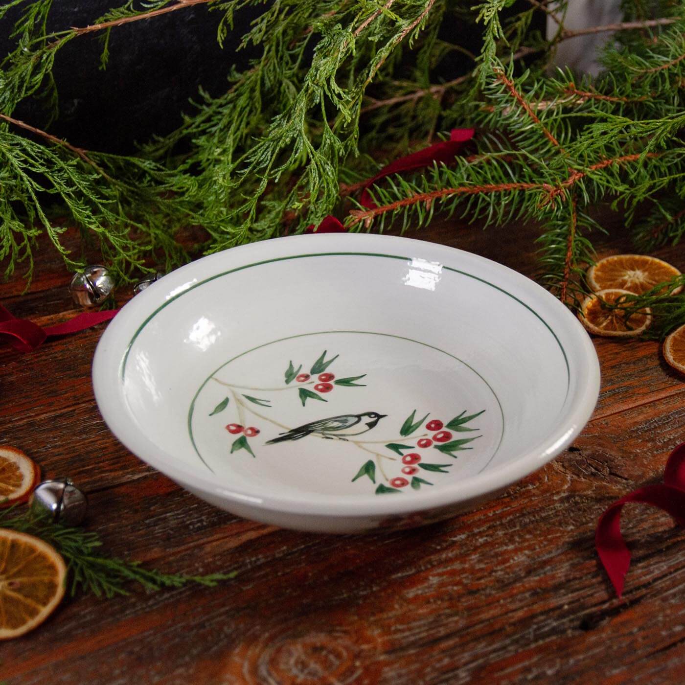 SM Georgetown Bowl, Brushwork Chickadee & Winter Berry