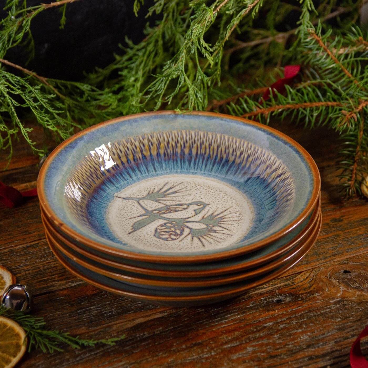 Pasta/Salad Bowl, Chattered Purple Chickadee