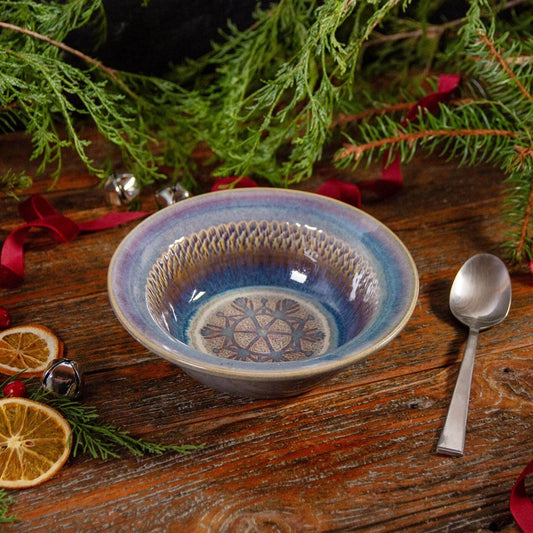 Soup Bowl, Chattered Purple Snowflake