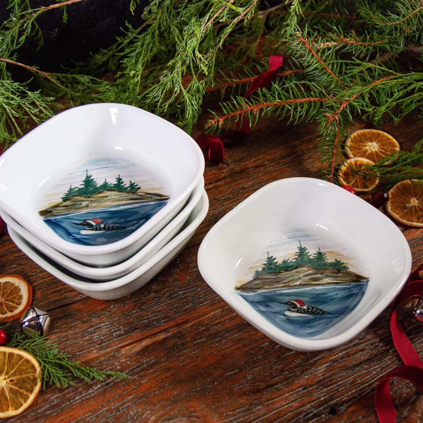 Appetizer Bowl, Brushwork Santa Loon
