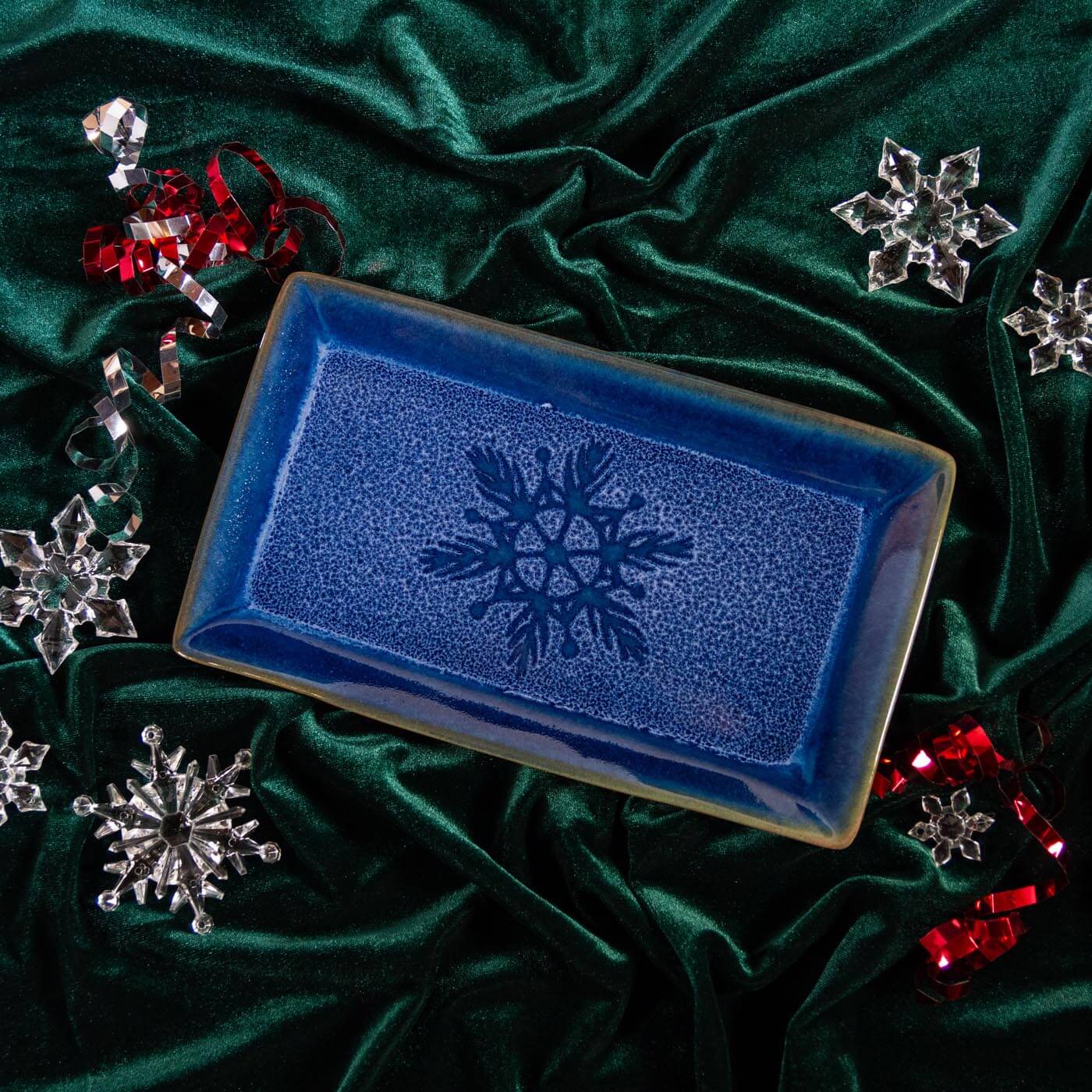 Appetizer Plate, Blue Snowflake