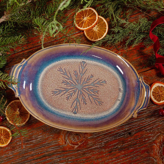 Oval Tray, Purple Snowflake