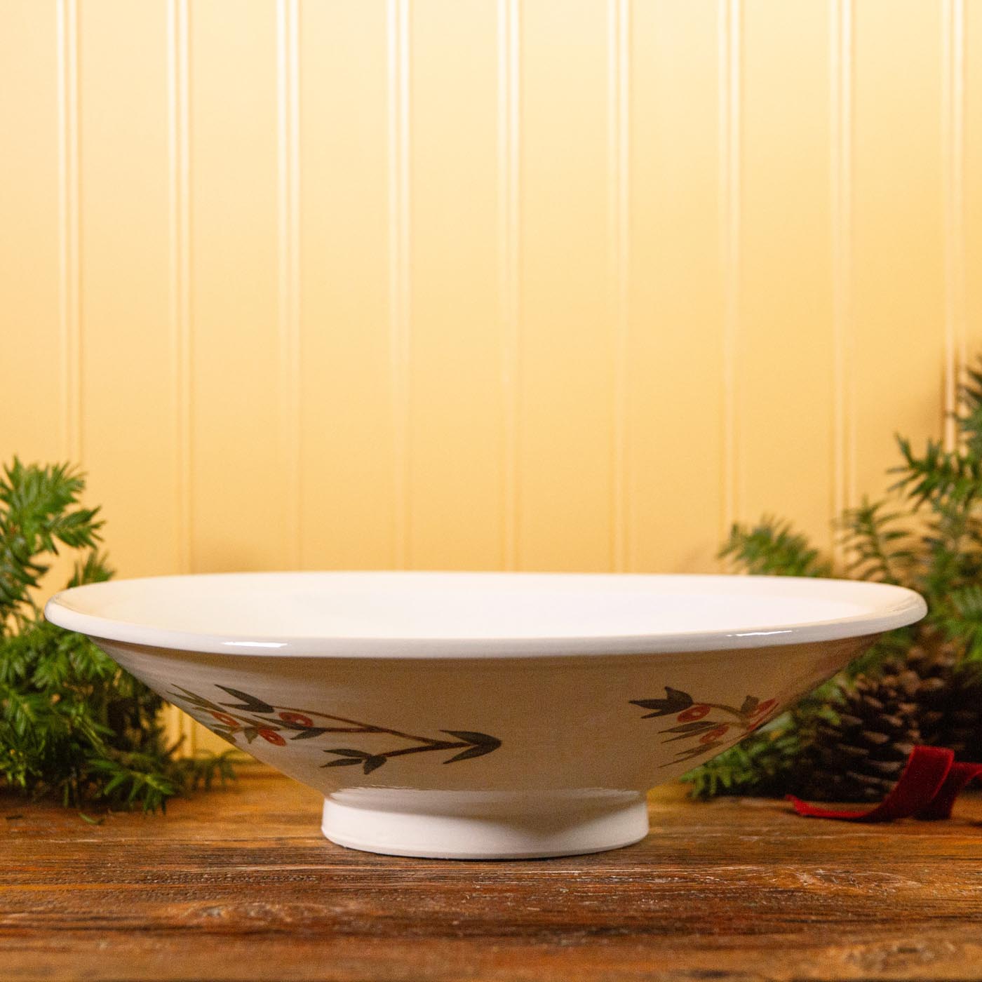 Limited Edition Footed Bowl in Brushwork Cardinal