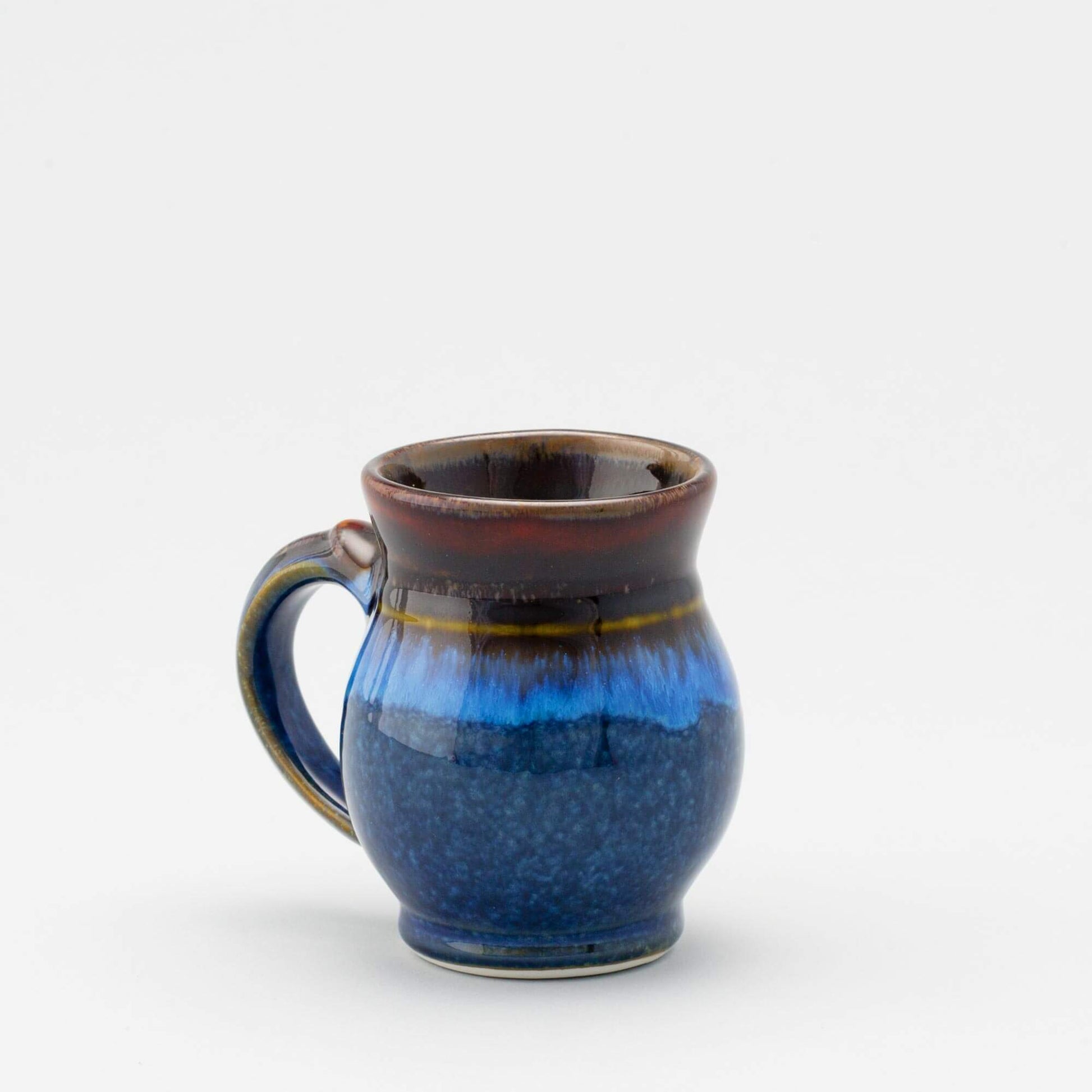 Handmade Pottery Curvy Mug made by Georgetown Pottery in Maine Blue Hamadea