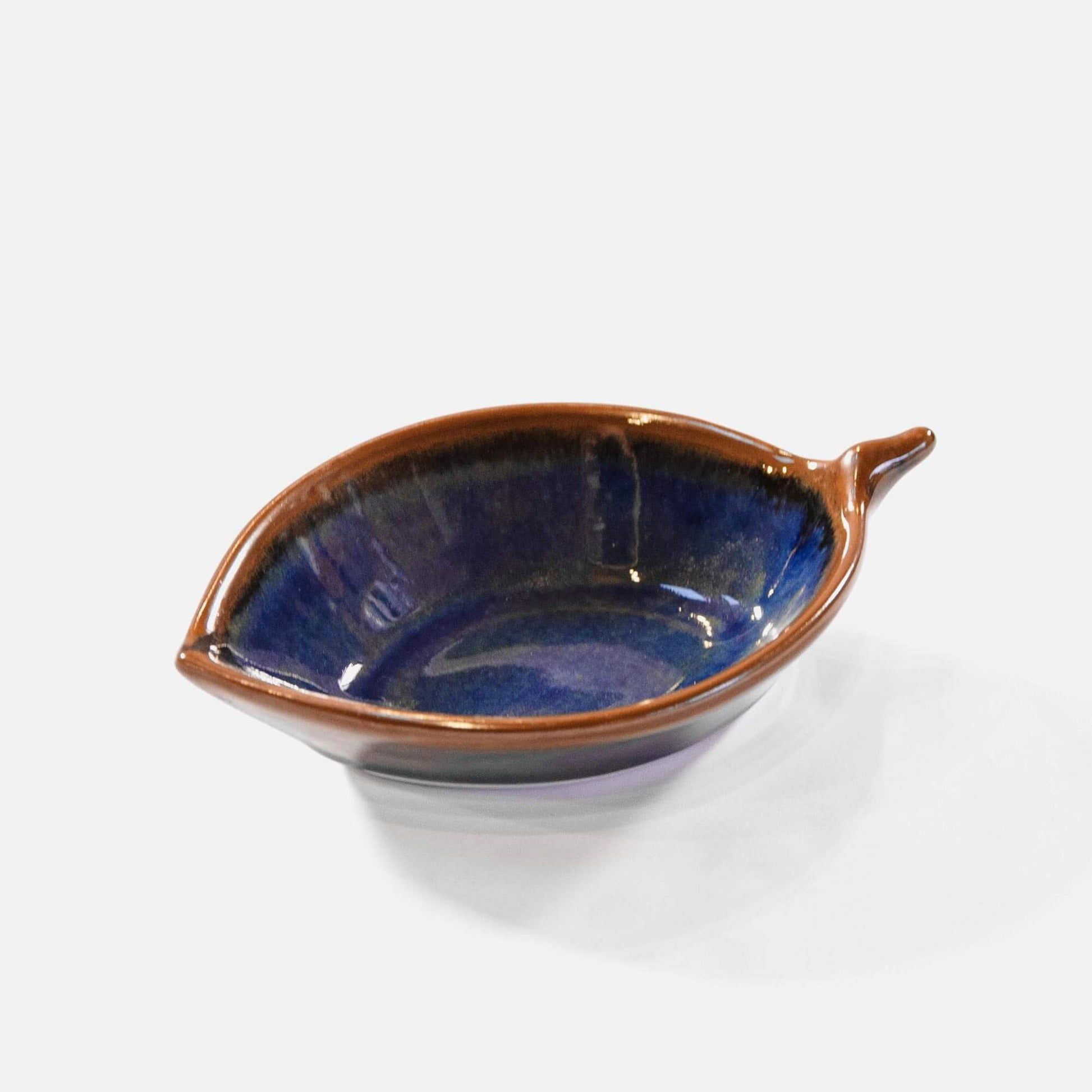 Handmade Pottery Leaf Dish in Blue Hamada made by Georgetown Pottery in Maine