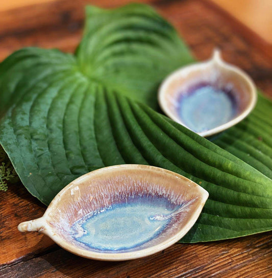 Handmade Pottery Leaf Dish made by Georgetown Pottery in Maine