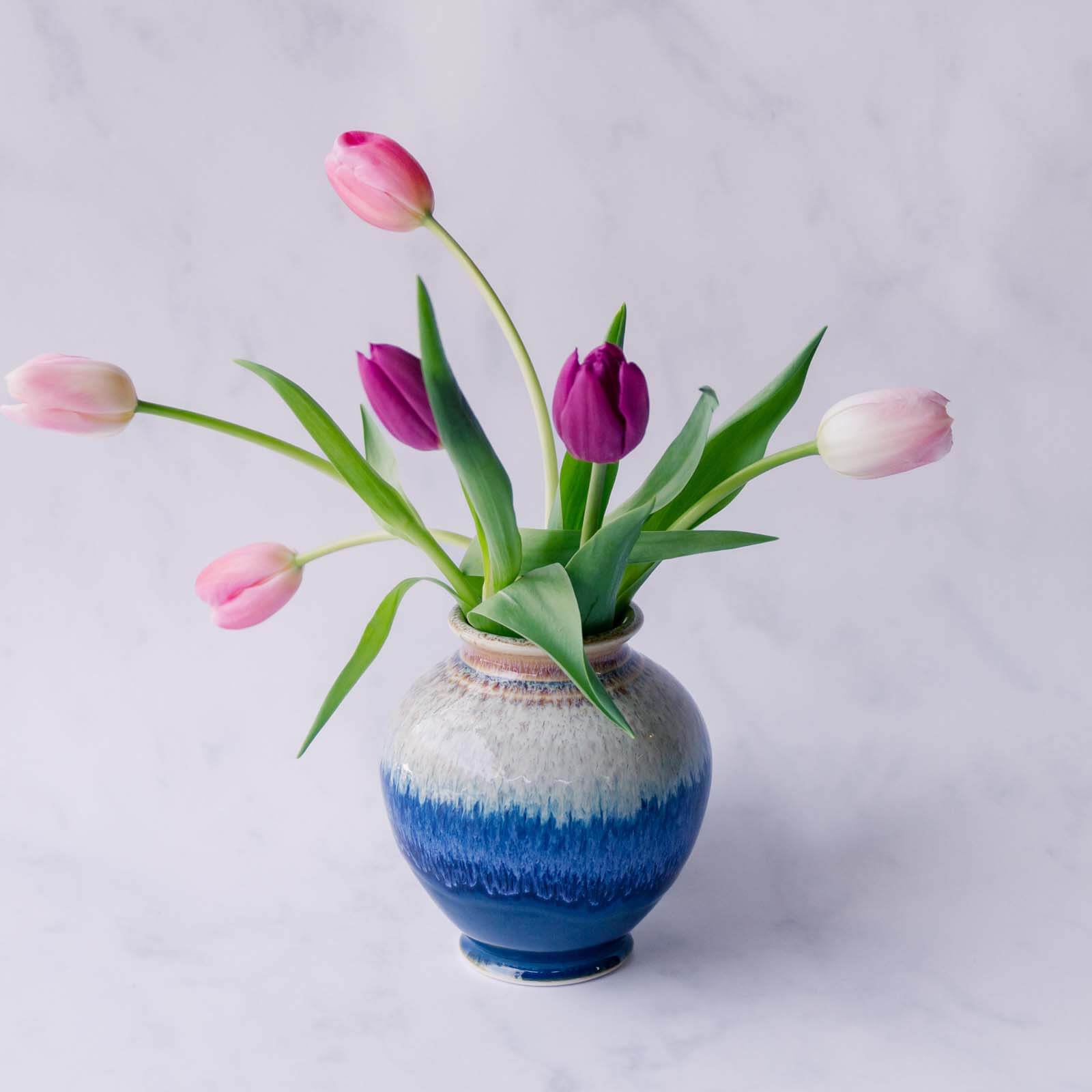 Small Thrown Vase, Chattered Cobalt