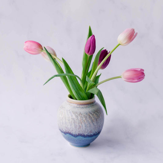 Small Thrown Vase, Chattered Purple Nuka