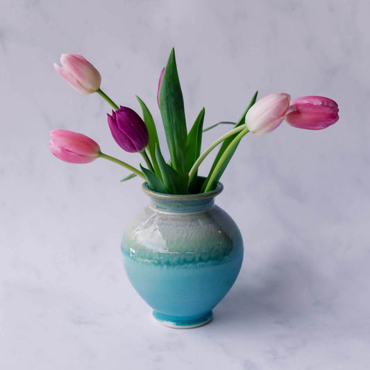 Small Thrown Vase, Green Oribe