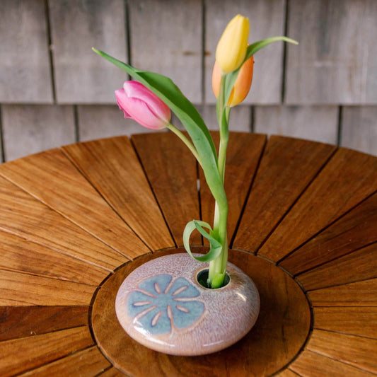 Small Round Ikebana, Purple Sanddollar