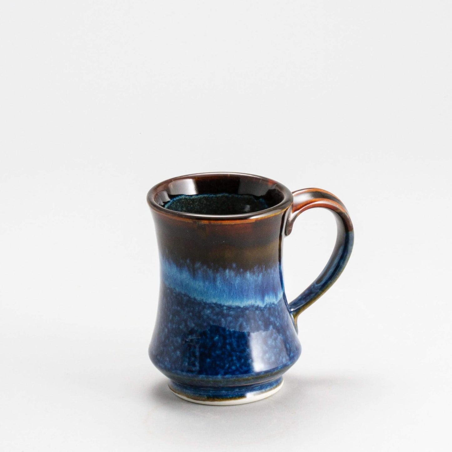 Handmade Pottery Pedestal Mug made by Georgetown Pottery in Maine Blue Hamada