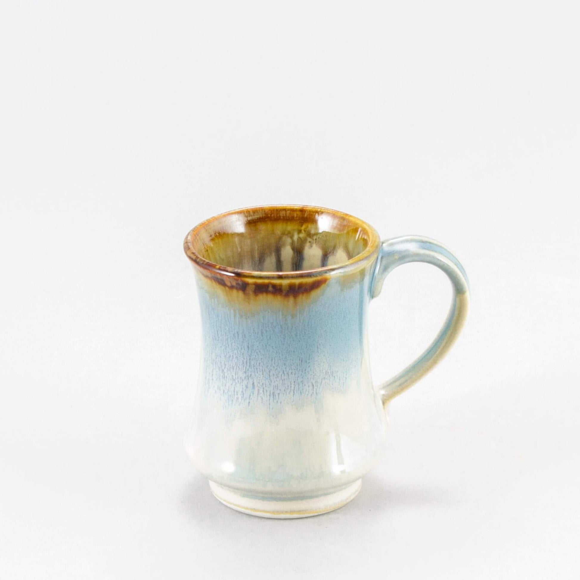 Handmade Pottery Pedestal Mug made by Georgetown Pottery in Maine Ivory & Blue