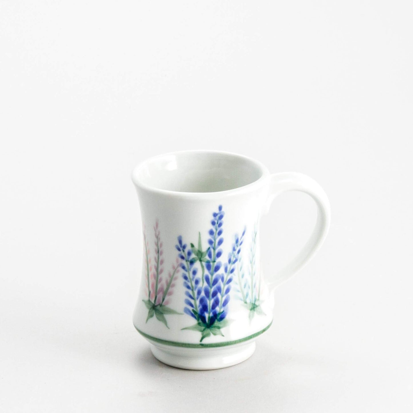 Handmade Pottery Pedestal Mug made by Georgetown Pottery in Maine Lupine