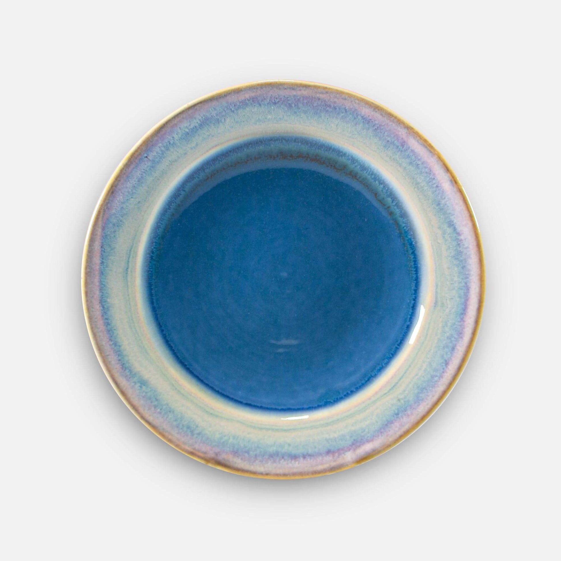 Handmade Pottery Classic Dessert Plate in Blue Oribe pattern made by Georgetown Pottery in Maine