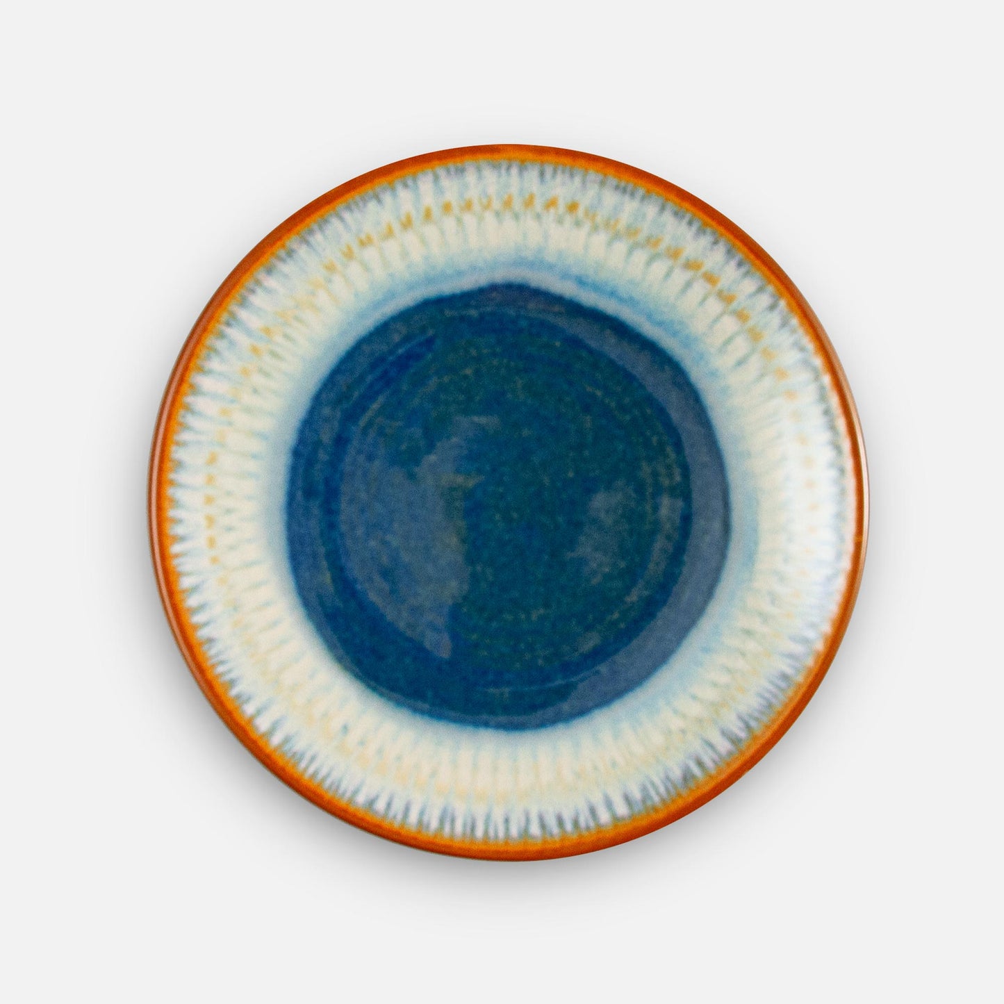Handmade Pottery Rimless Dinner Plate made by Georgetown Pottery in Maine in Cobalt Pattern