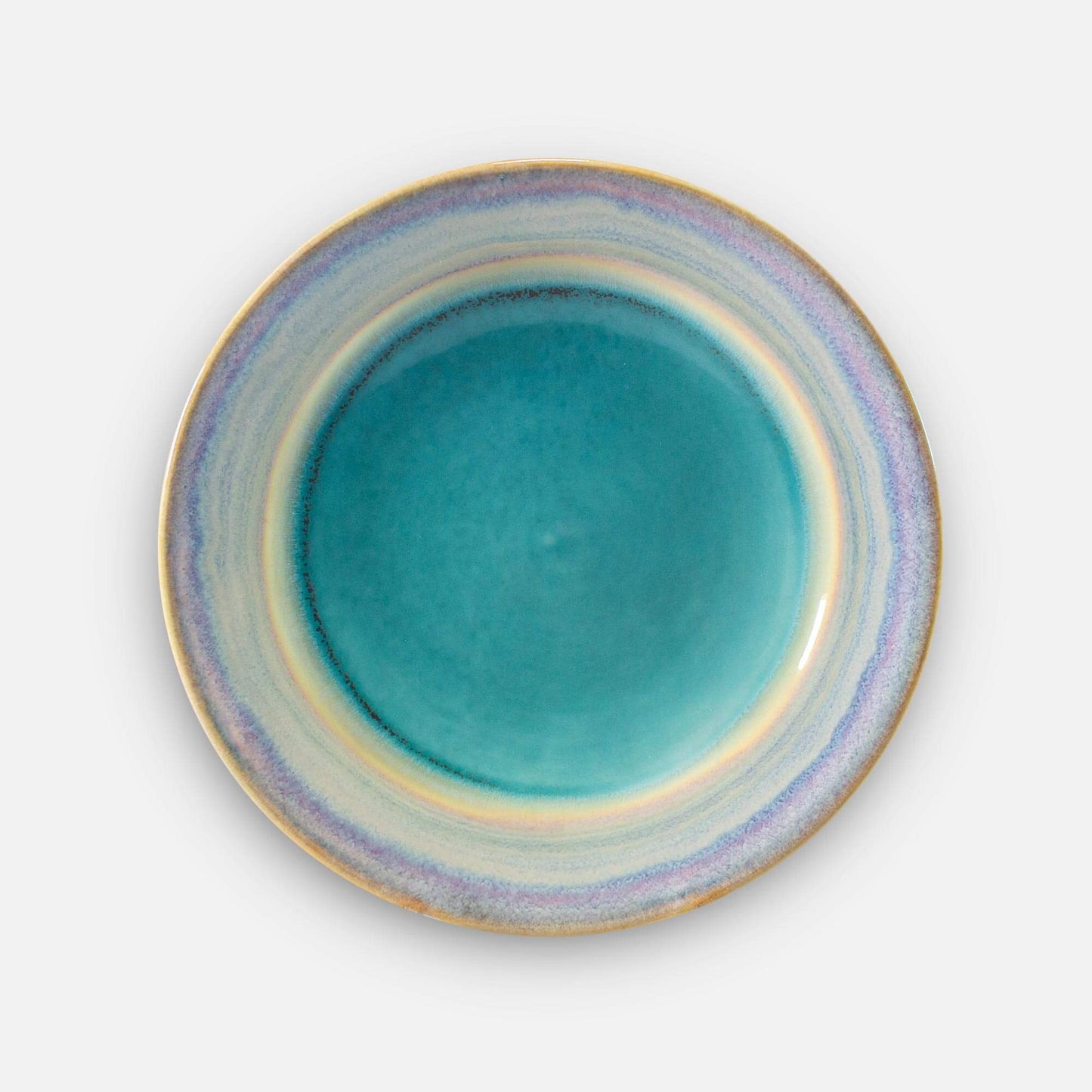Handmade Pottery Classic Dessert Plate in Green Oribe pattern made by Georgetown Pottery in Maine