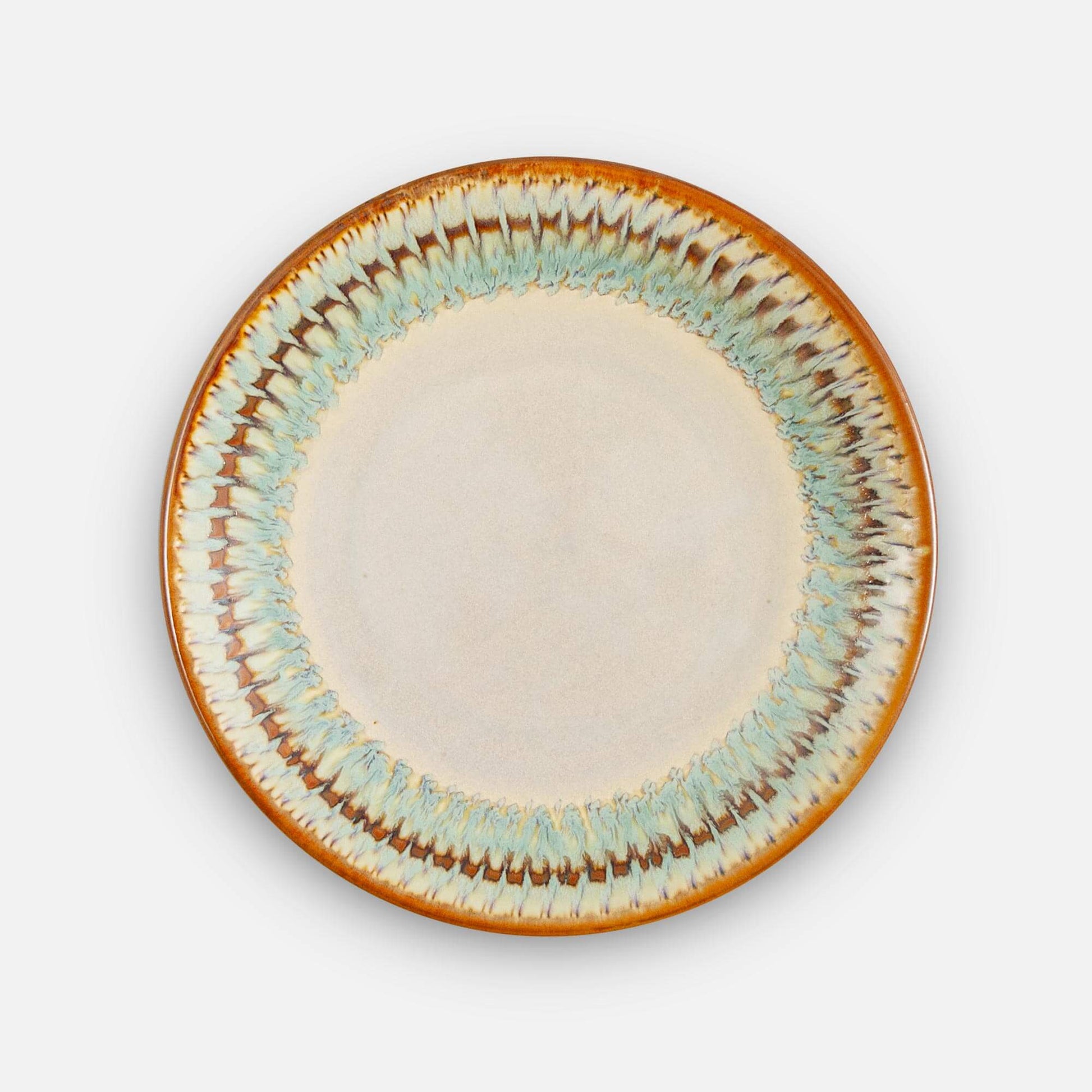 Handmade Pottery Classic Dessert Plate in Ivory & Green pattern made by Georgetown Pottery in Maine