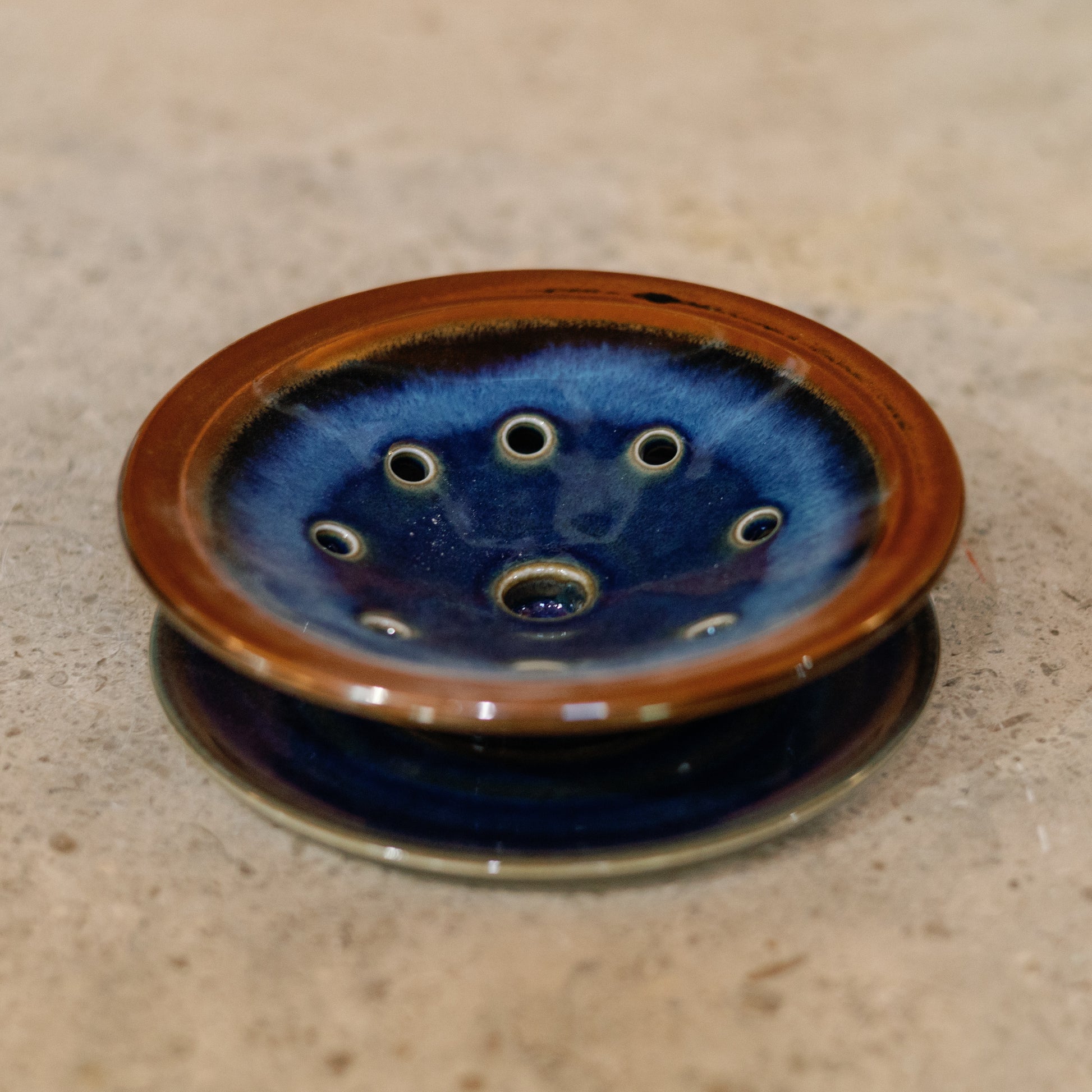 Handmade Ceramic Soap Dish in Blue Hamada by Georgetown Pottery in Maine