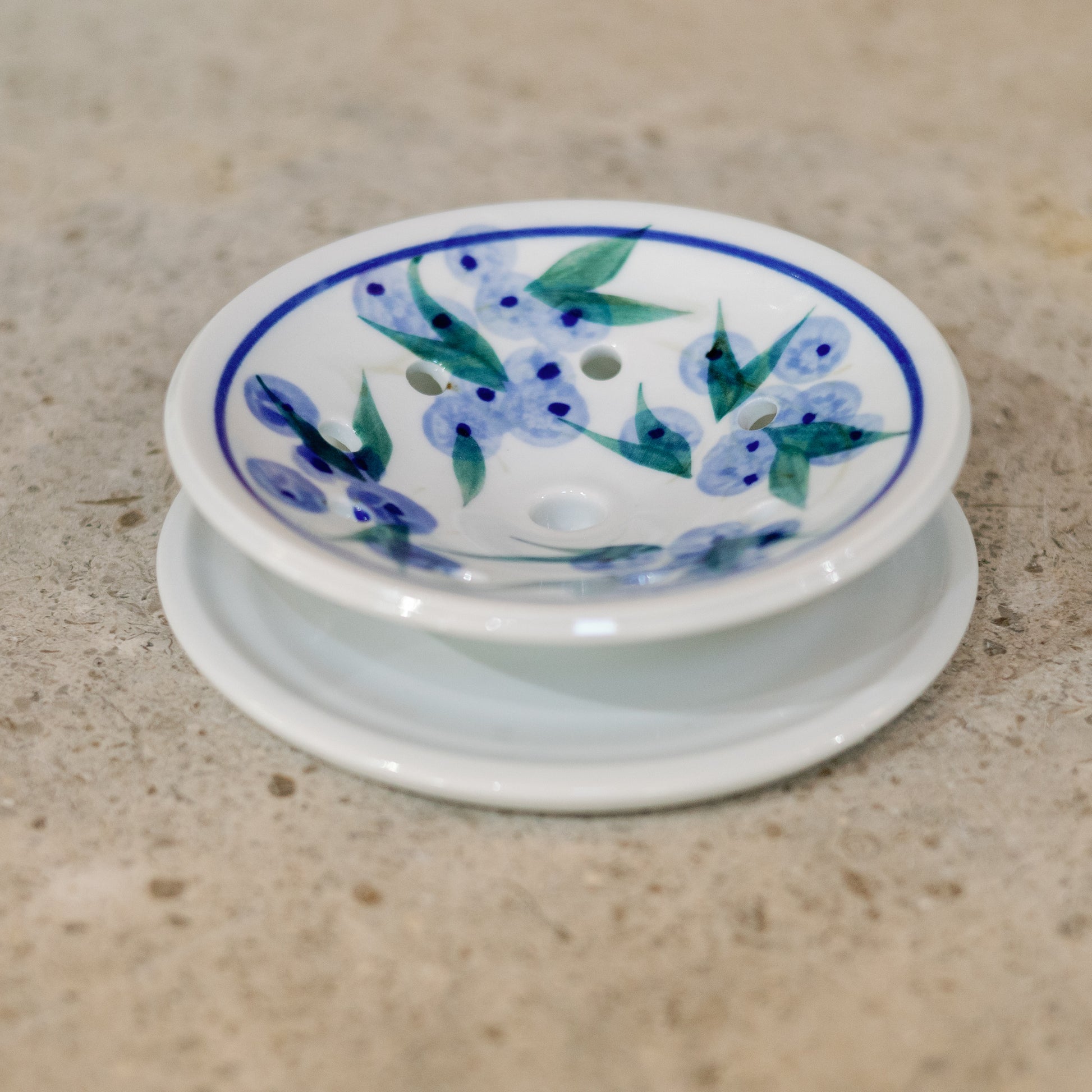 Handmade Ceramic Soap Dish in Blueberry by Georgetown Pottery in Maine