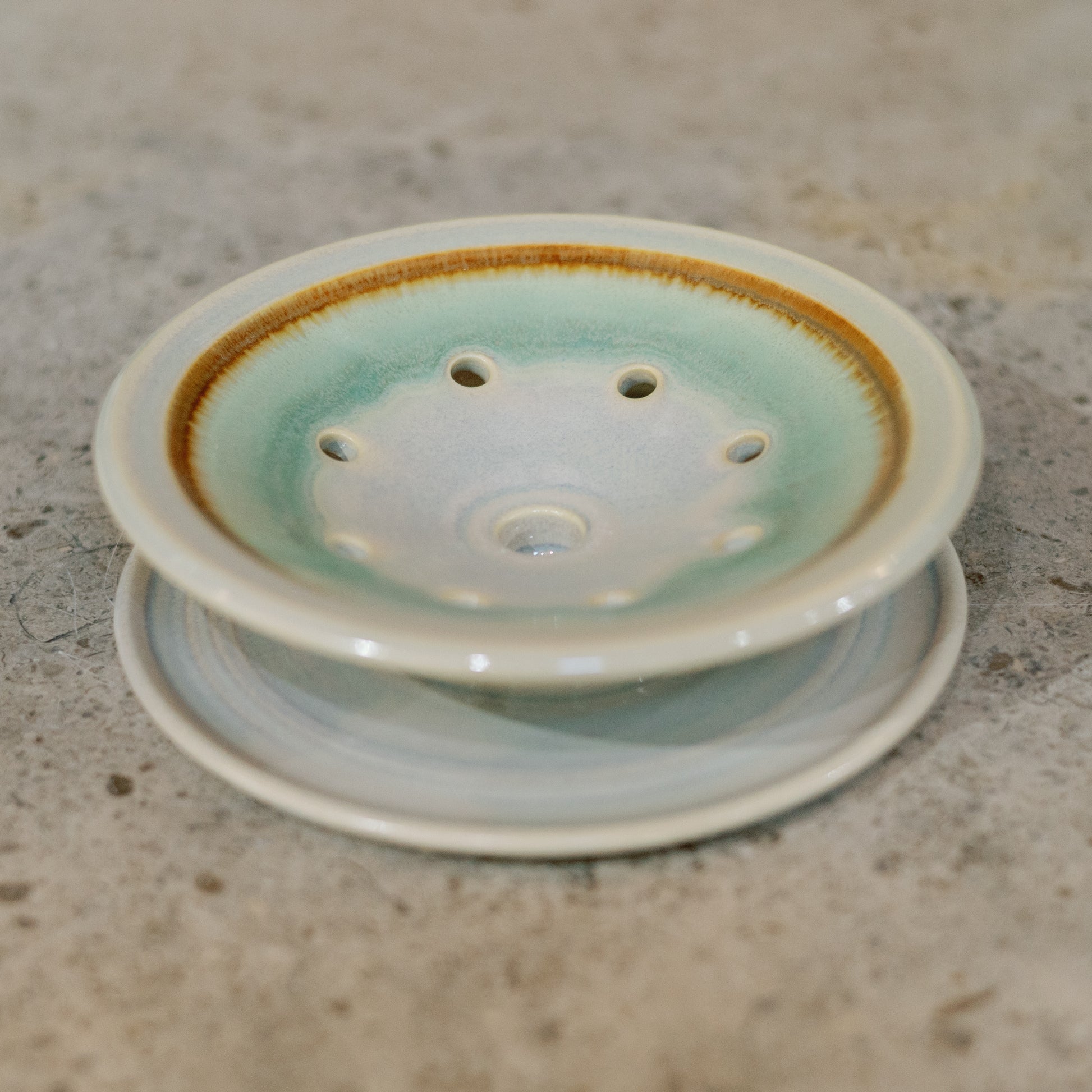Handmade Ceramic Soap Dish in Ivory Green by Georgetown Pottery in Maine