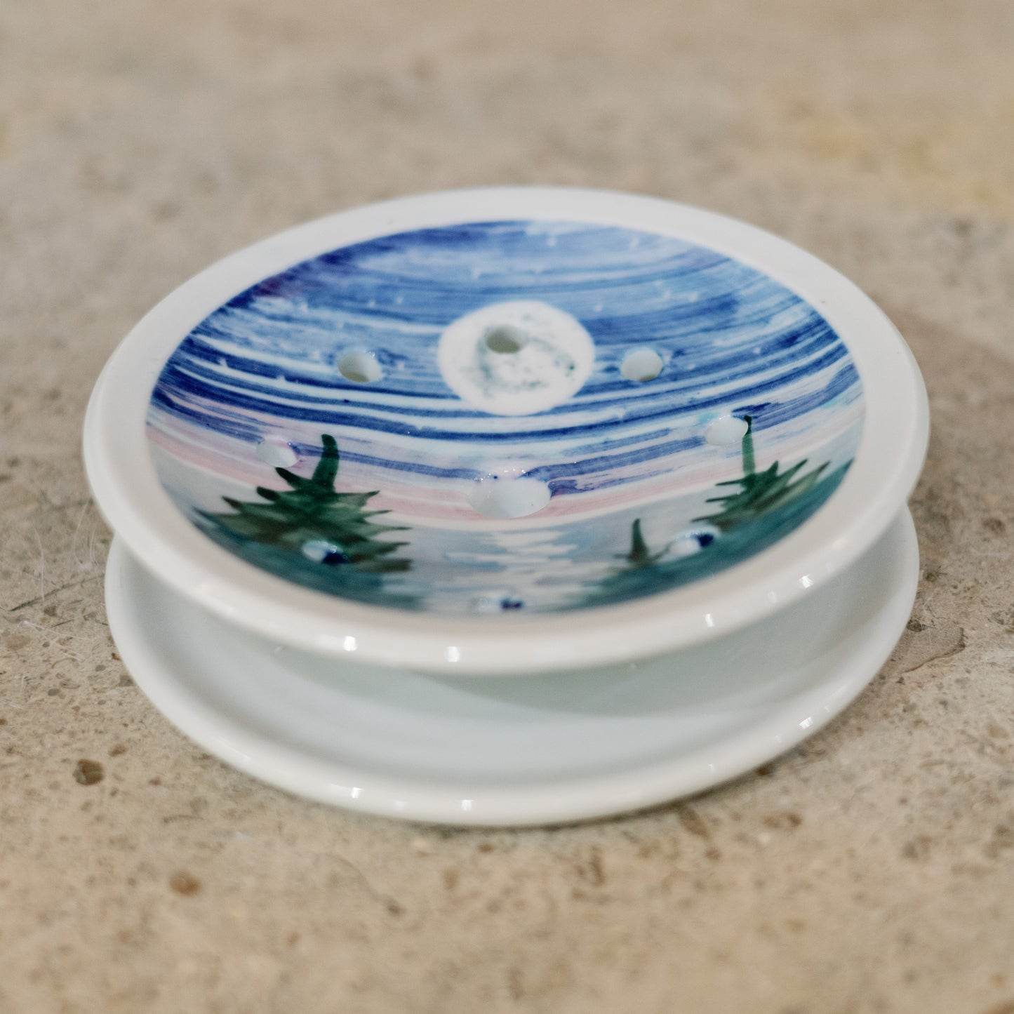 Handmade Ceramic Soap Dish in Moon  by Georgetown Pottery in Maine