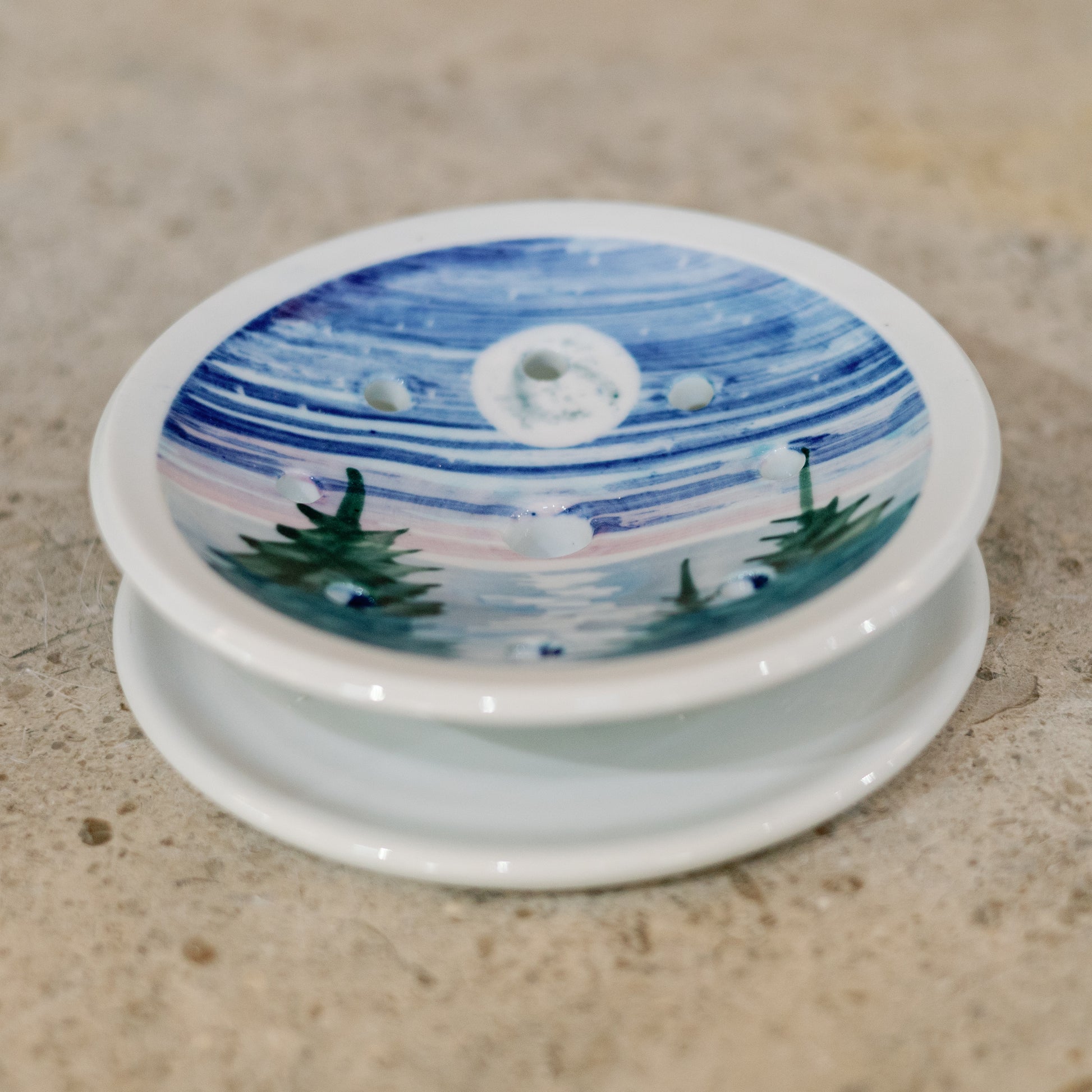 Handmade Ceramic Soap Dish in Moon  by Georgetown Pottery in Maine