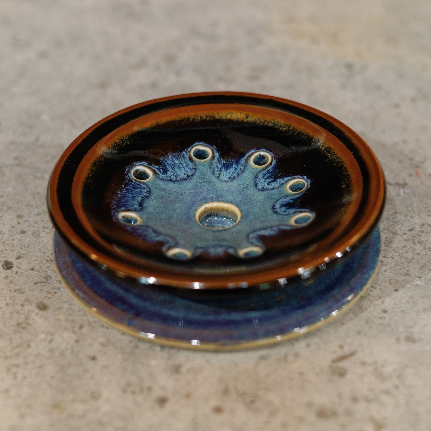 Handmade Ceramic Soap Dish in Purple Hamada by Georgetown Pottery in Maine