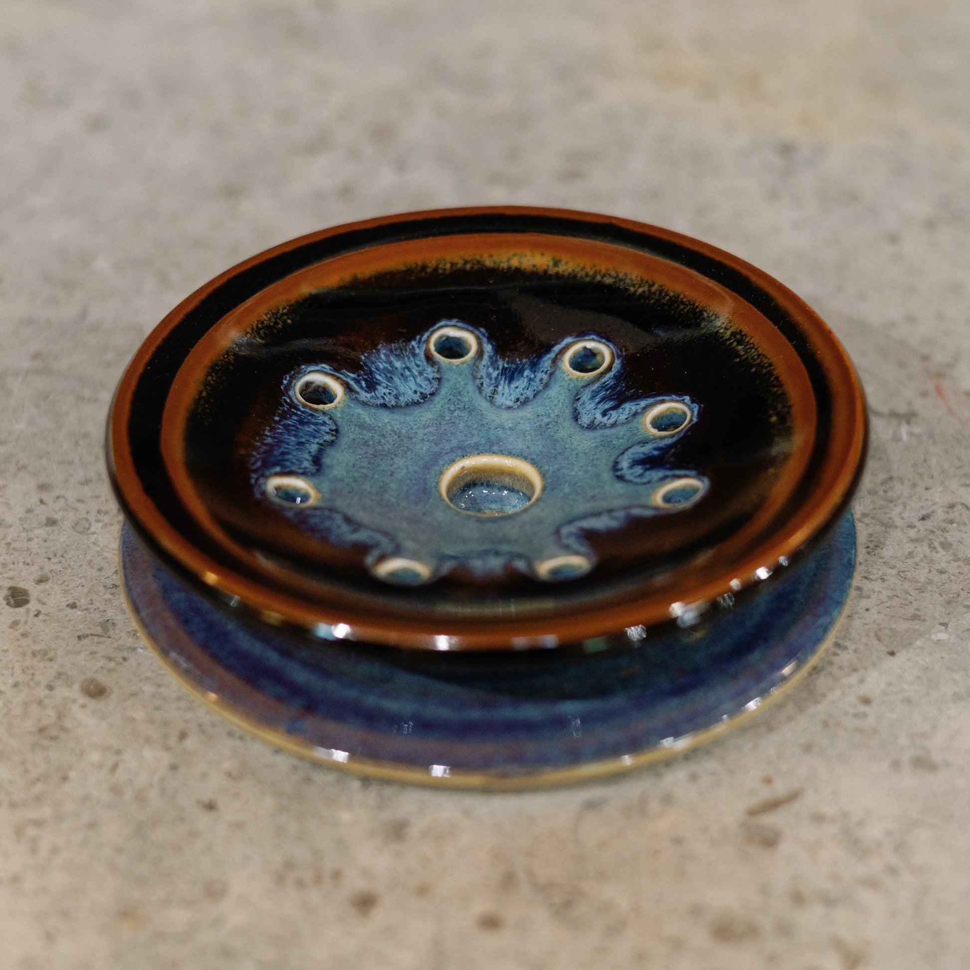 Handmade Ceramic Soap Dish in Purple Hamada by Georgetown Pottery in Maine