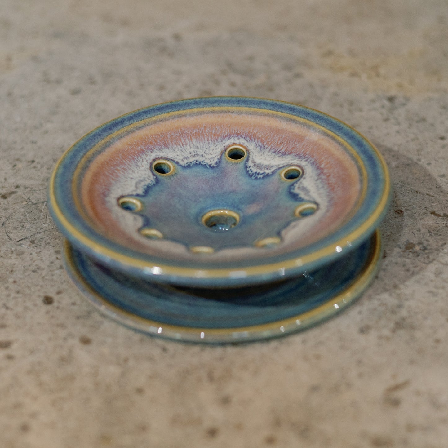 Handmade Ceramic Soap Dish in Purple Nuka by Georgetown Pottery in Maine