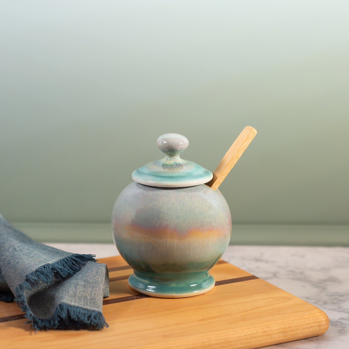 Sugar Jar with Wooden Spoon