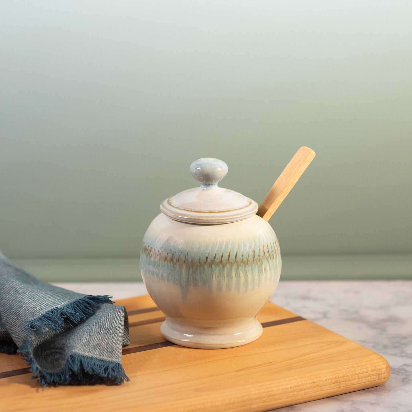 Sugar Jar with Wooden Spoon